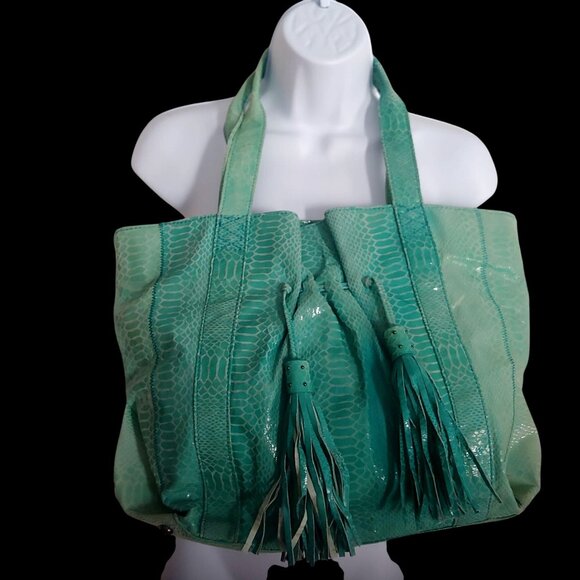 Carlos Falchi Green Shoulder Bag Soft Unstructured Design - Picture 2 of 16